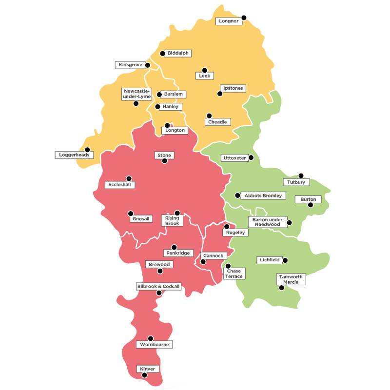 Station map of Staffordshire