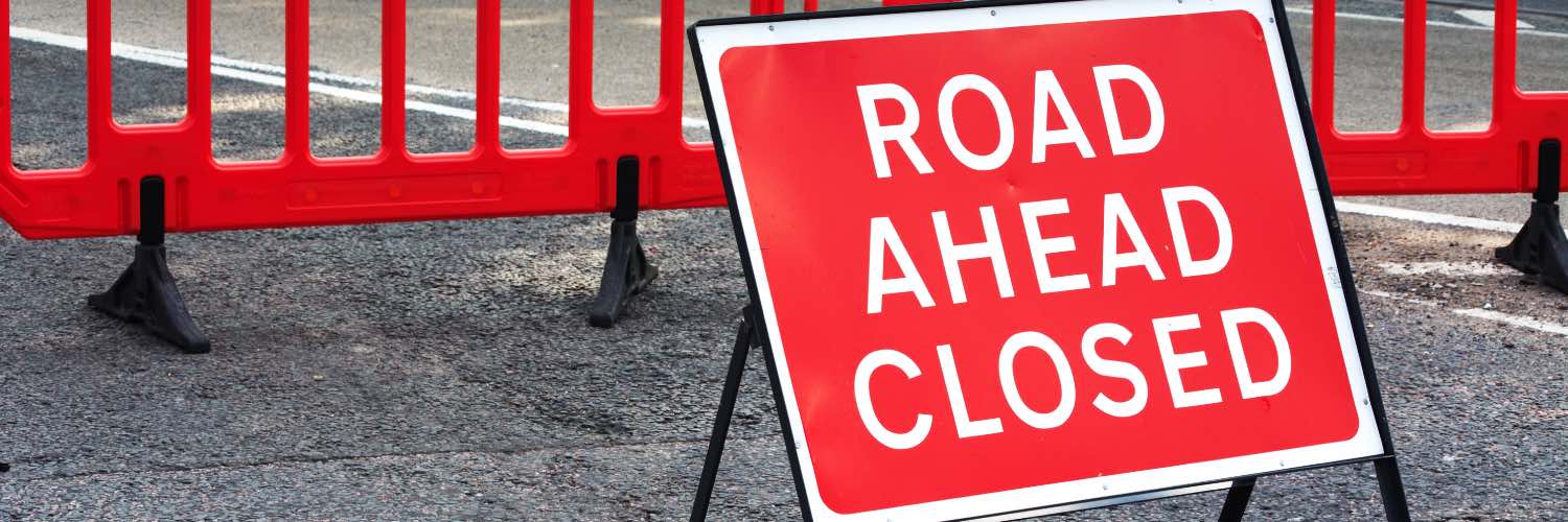 Road ahead closed sign