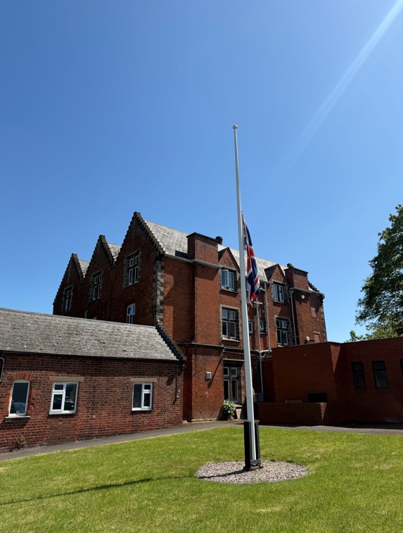 Union jack flag at half mast