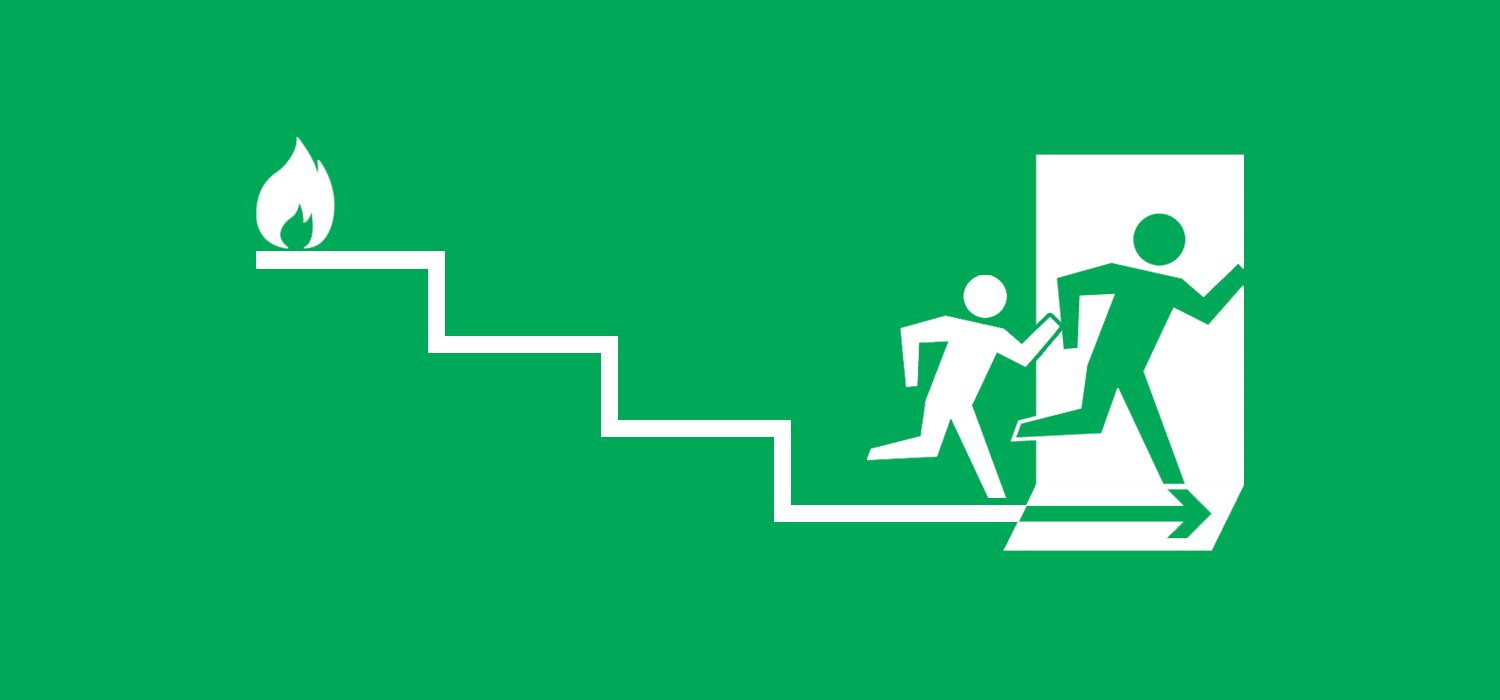 Parent escaping building with child