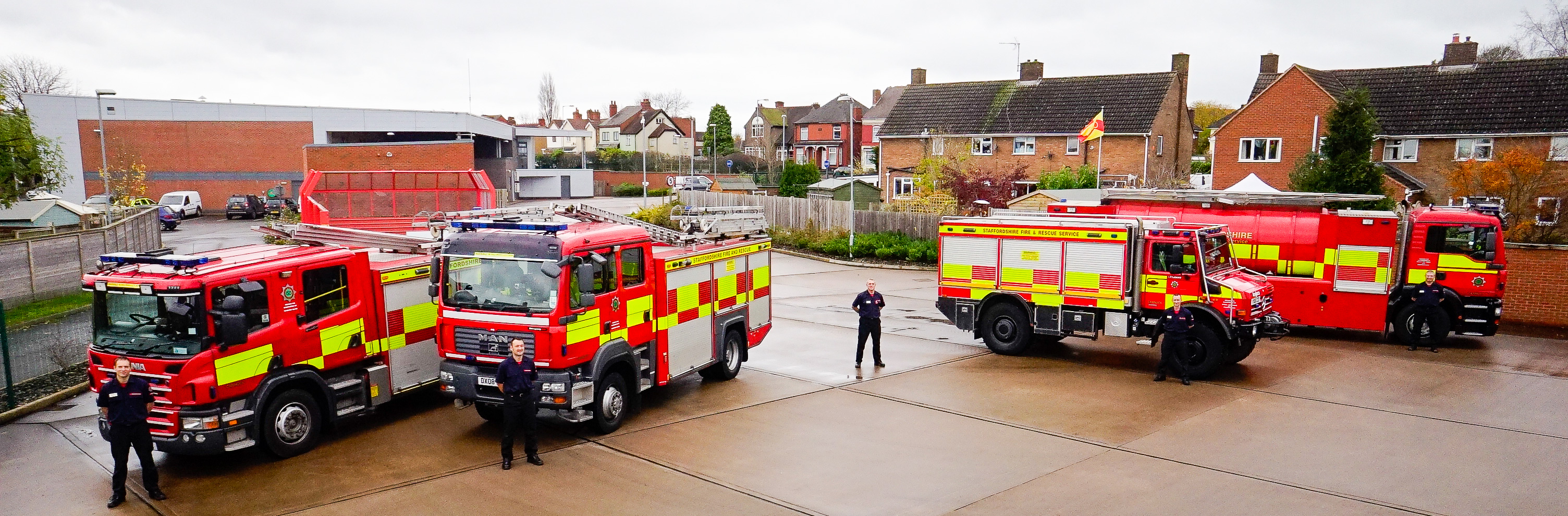 Fire vehicles parked outside
